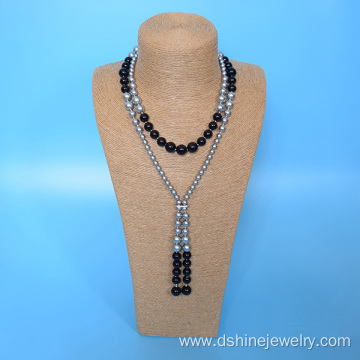 Handmade Pearl Knots Jewelry Long Shell Pearl Necklace